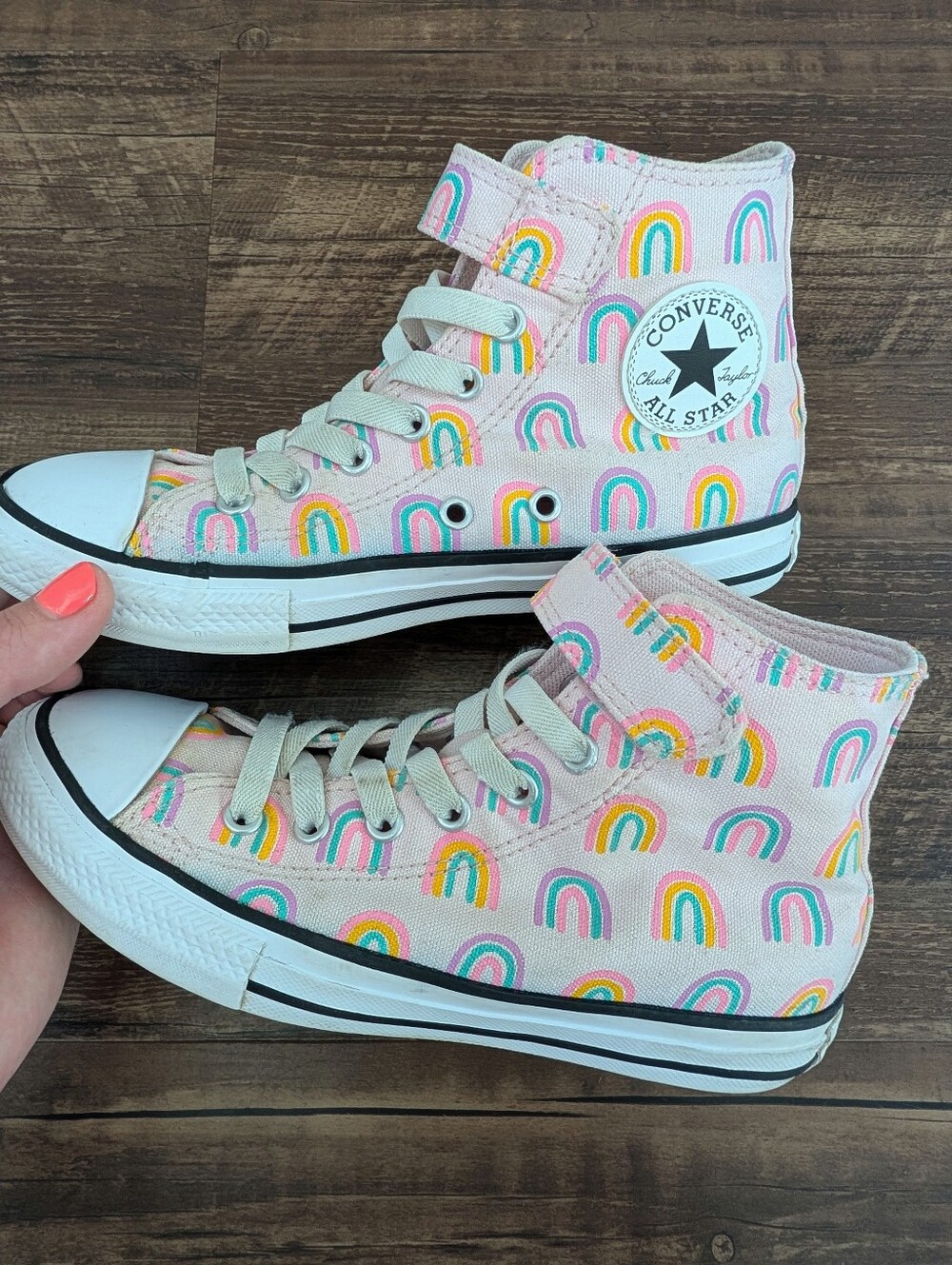Converse Chuck Taylor All Star 1V Pink Rainbow High Top Sneakers